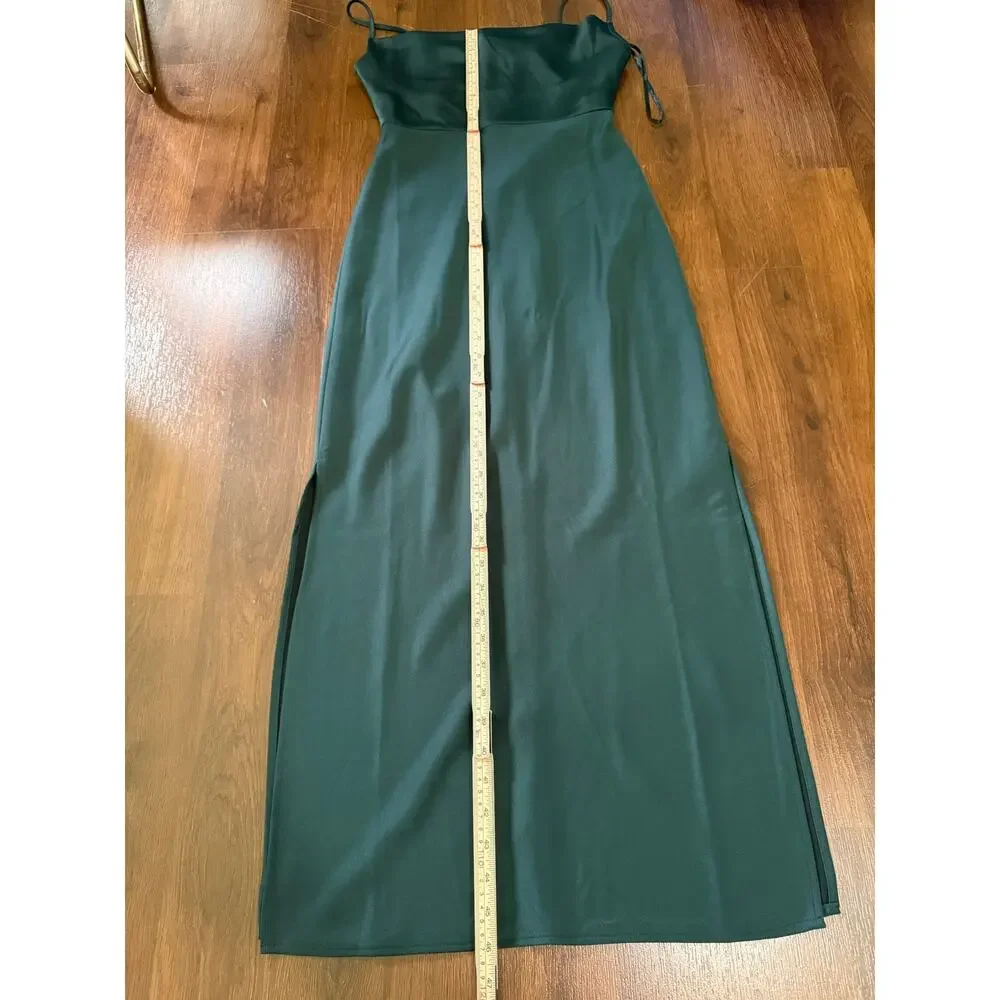 BHLDN Cali Satin Cowl Neck Midi Slip Dress NWT Green Sz 0 Wedding Guest Formal